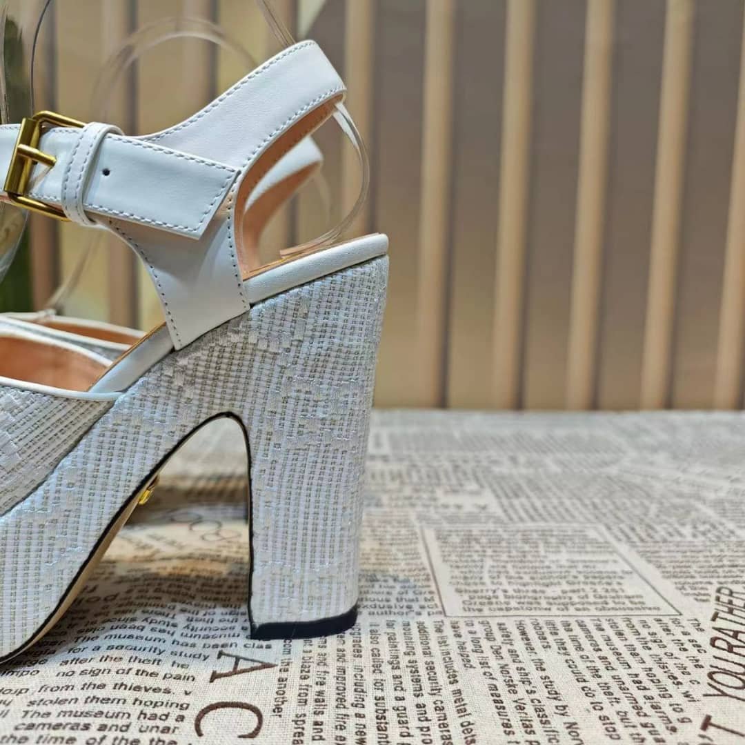 Gvc*1 Horsebit Platform Sandal Gg Embellished White