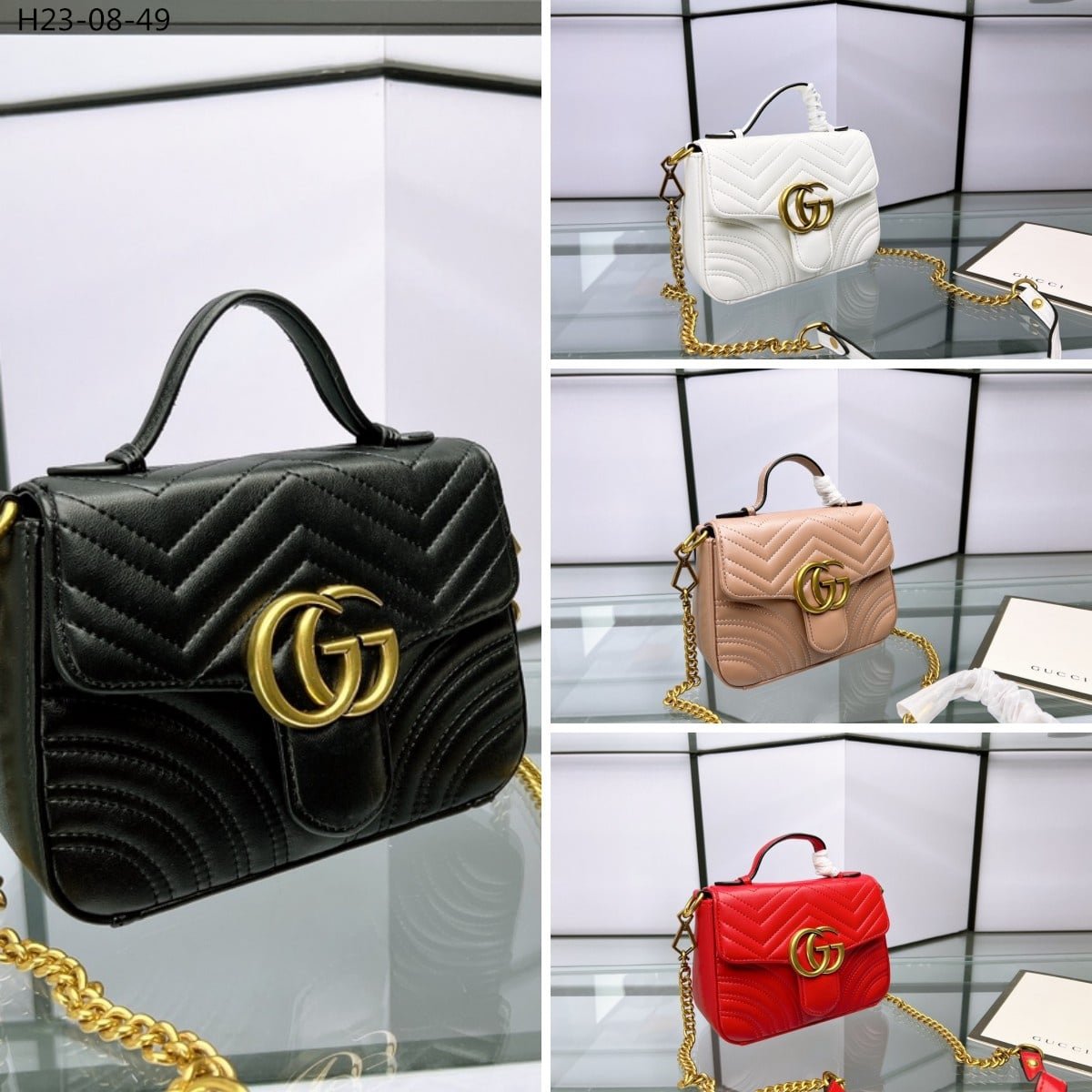 Gvc*1 Gg Marmont Mini Top Handle Bag White 20Cm 547260 Dtdit 9022