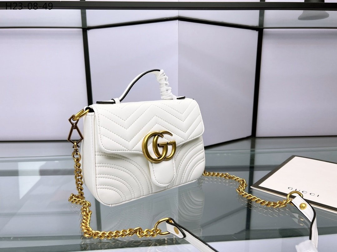 Gvc*1 Gg Marmont Mini Top Handle Bag White 20Cm 547260 Dtdit 9022