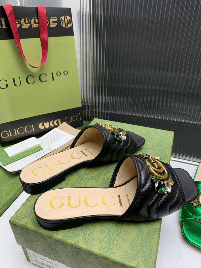 Gvc*1 Women Black Slipper With Double G 655463