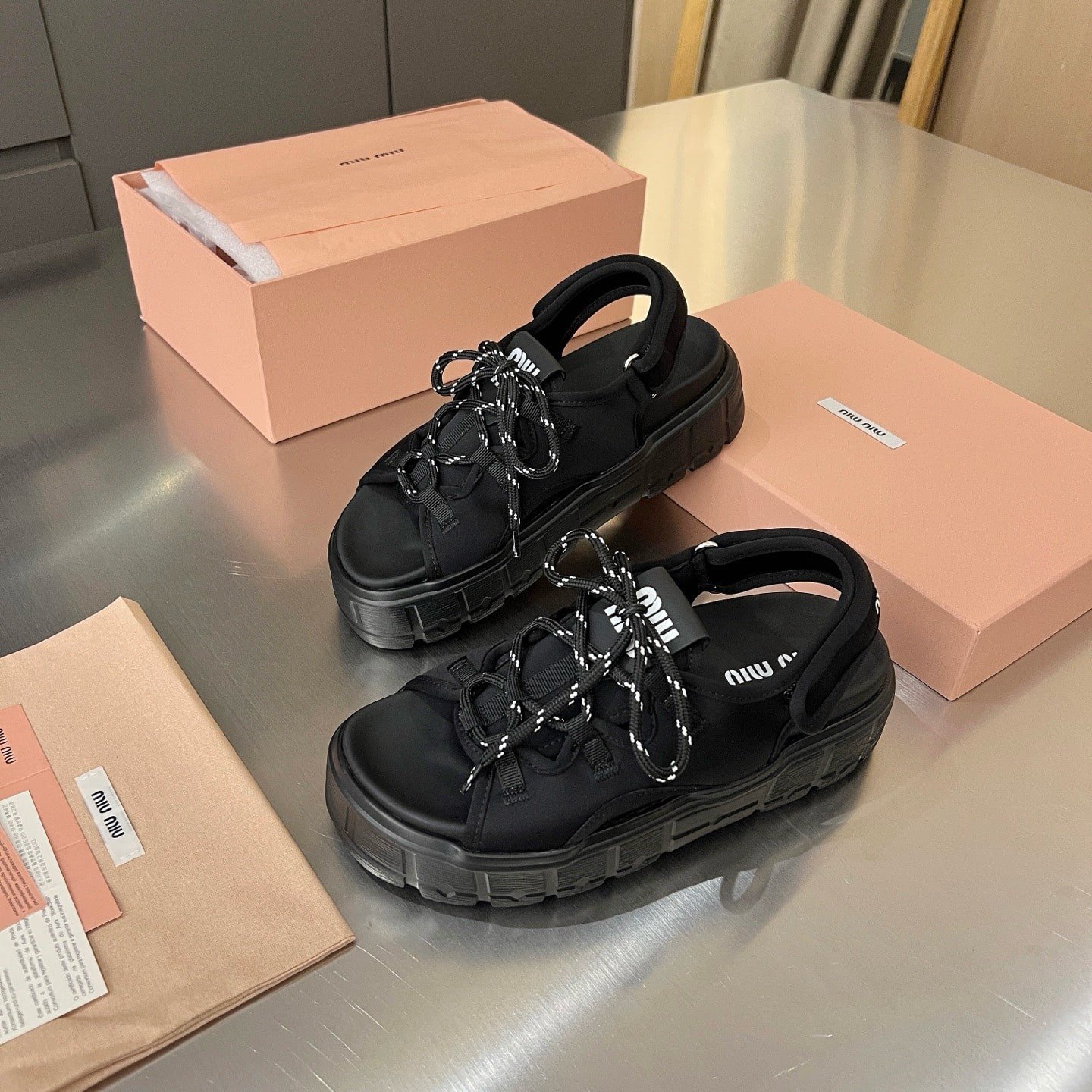 M1um1u Chunky Neoprene Sandals Black 5X418E 30K F0002 F 050