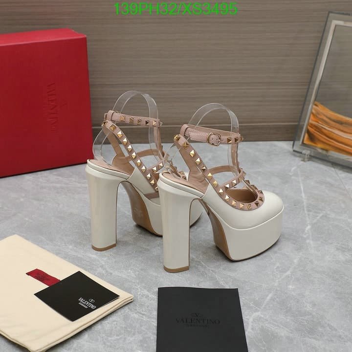 Va1e*ntin0 Rockstud Platform Pump In Patent Leather White