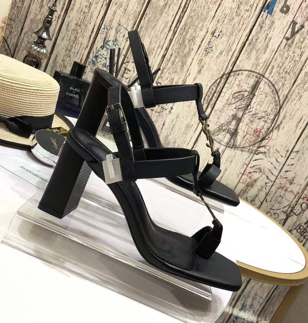 Sa1nt Lau*nt Cassandra Leather Slingback Sandals Black 658198Dwett1000