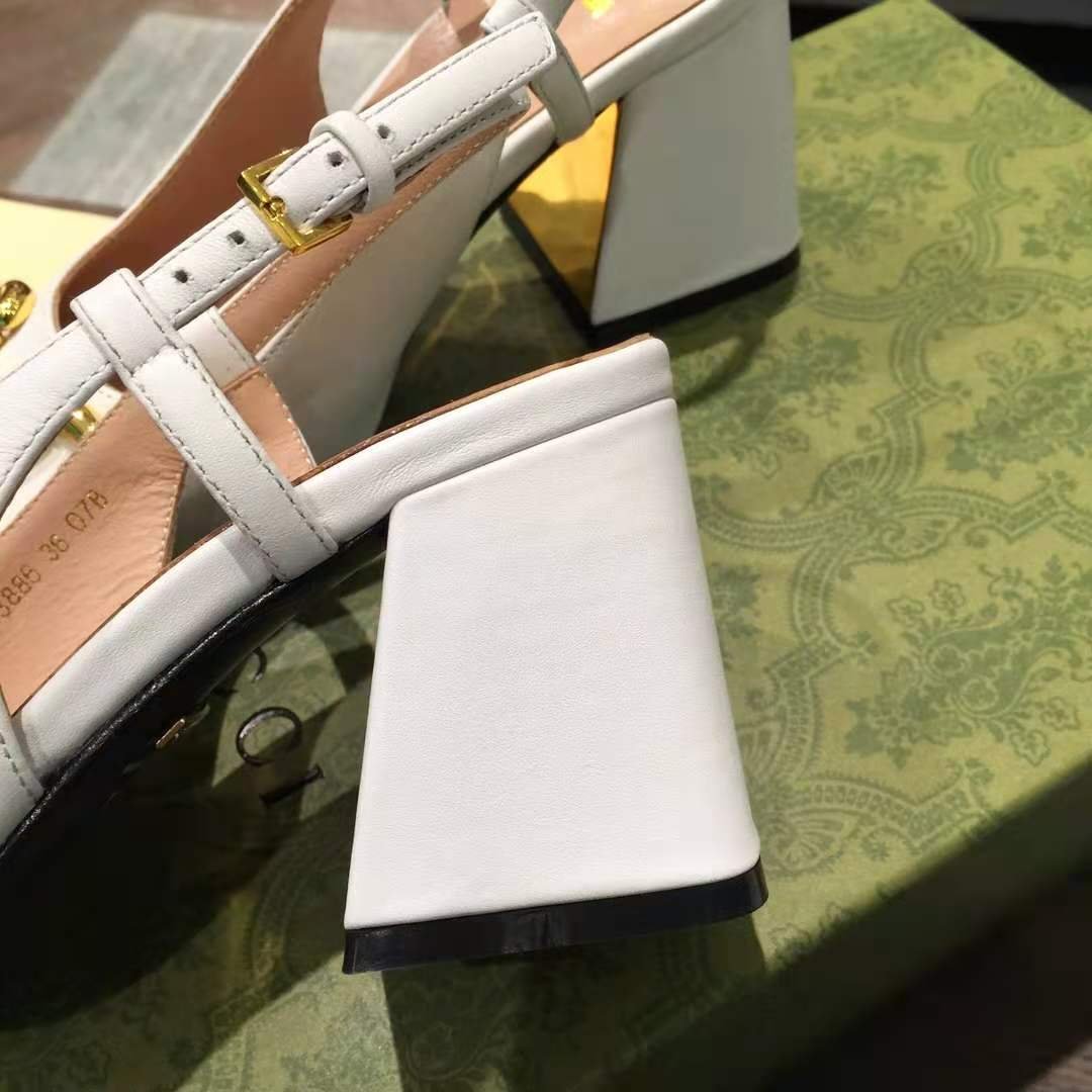 Gvc*1 Women’S Mid Heel Slingback With Horsebit White 643892 C9D00 9022